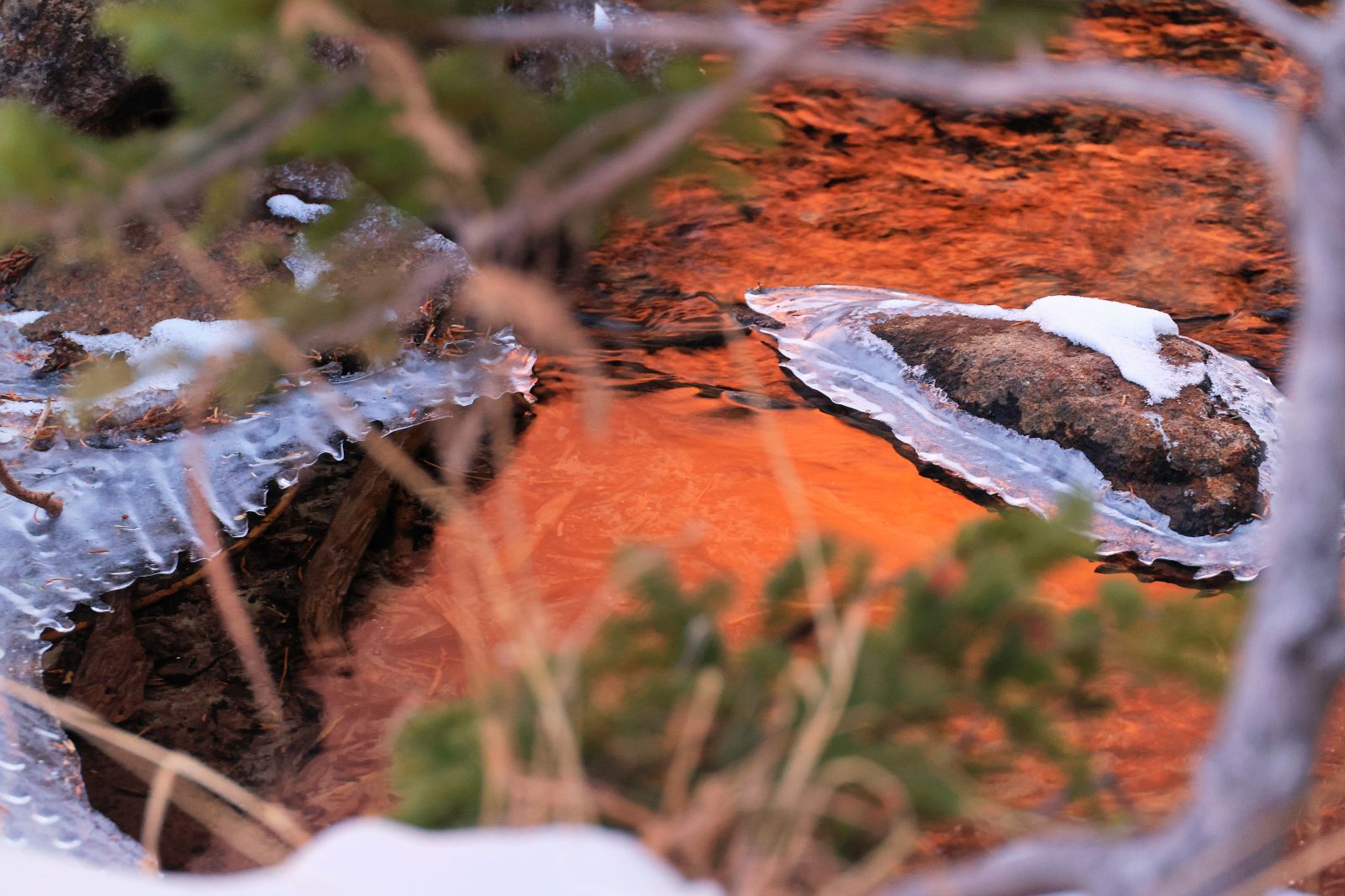 Frozen River at Sunset