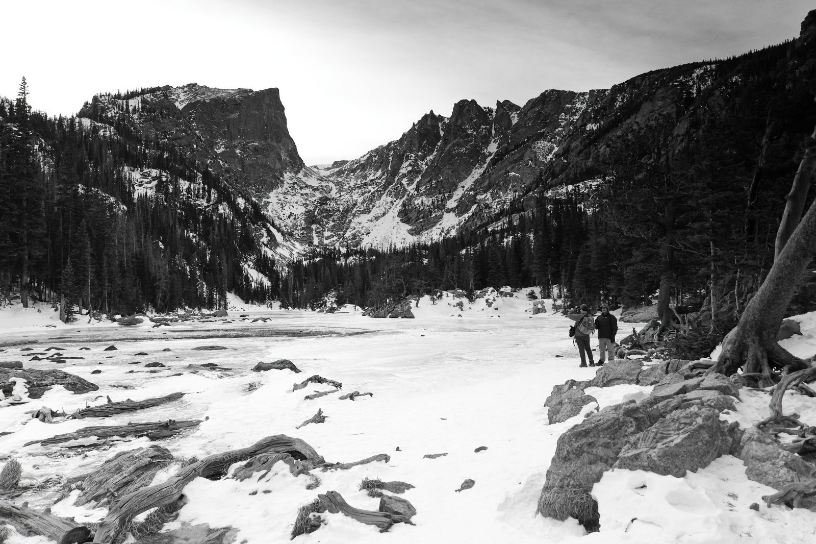 Hikers on a Frozen Dream Lake